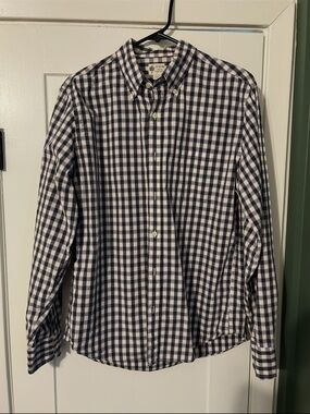 J. Crew Men's Button-Down Plaid Shirt in Navy, White, and Red